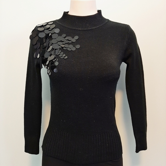 🅱️🅾️G🅾️ Black sequins long sleeves sweater - Picture 1 of 5